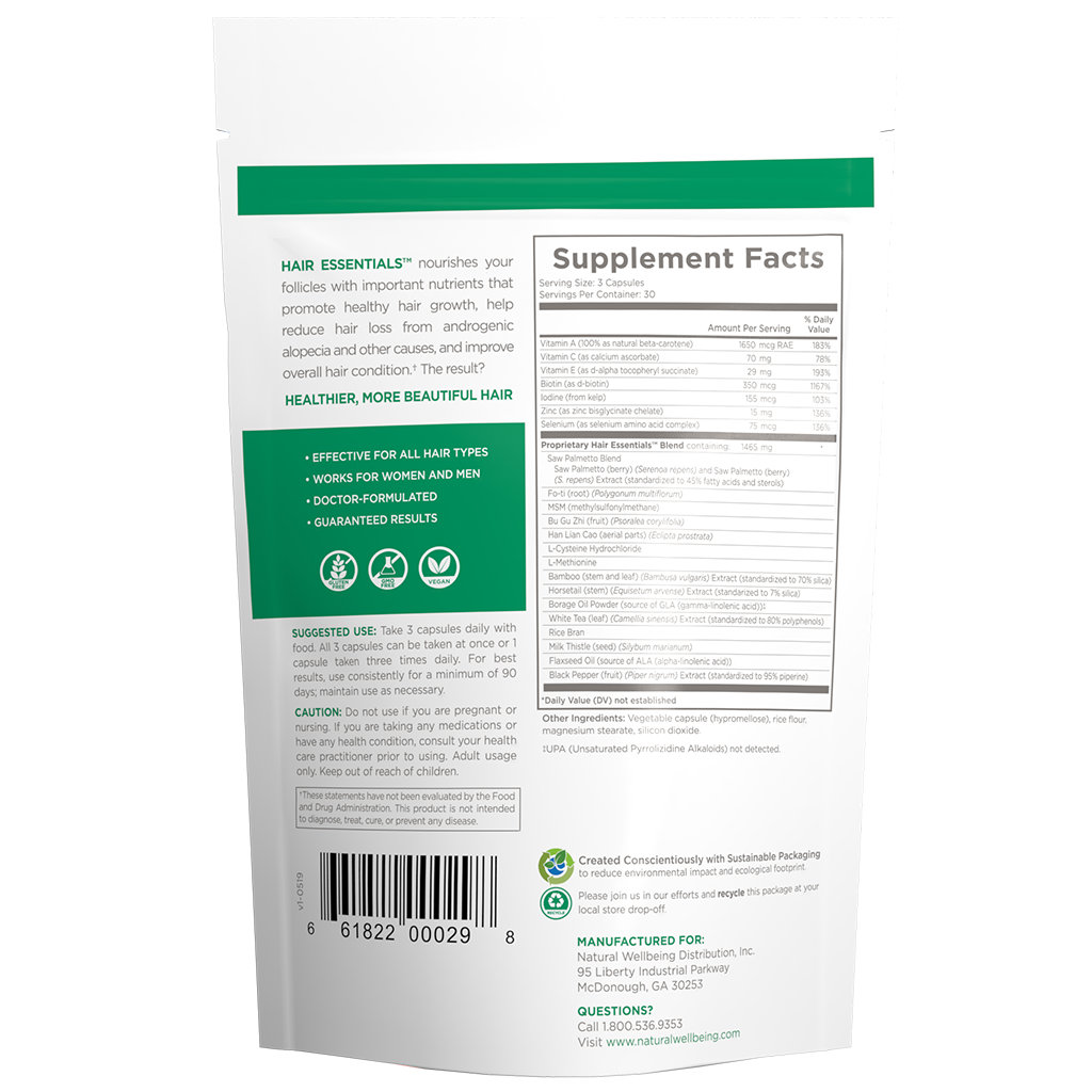 Hair Essentials Natural Hair Loss Supplement Natural Wellbeing